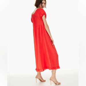 NWT Aritzia Wilfred Shadow Linen Maraschino Red Midi Dress XS